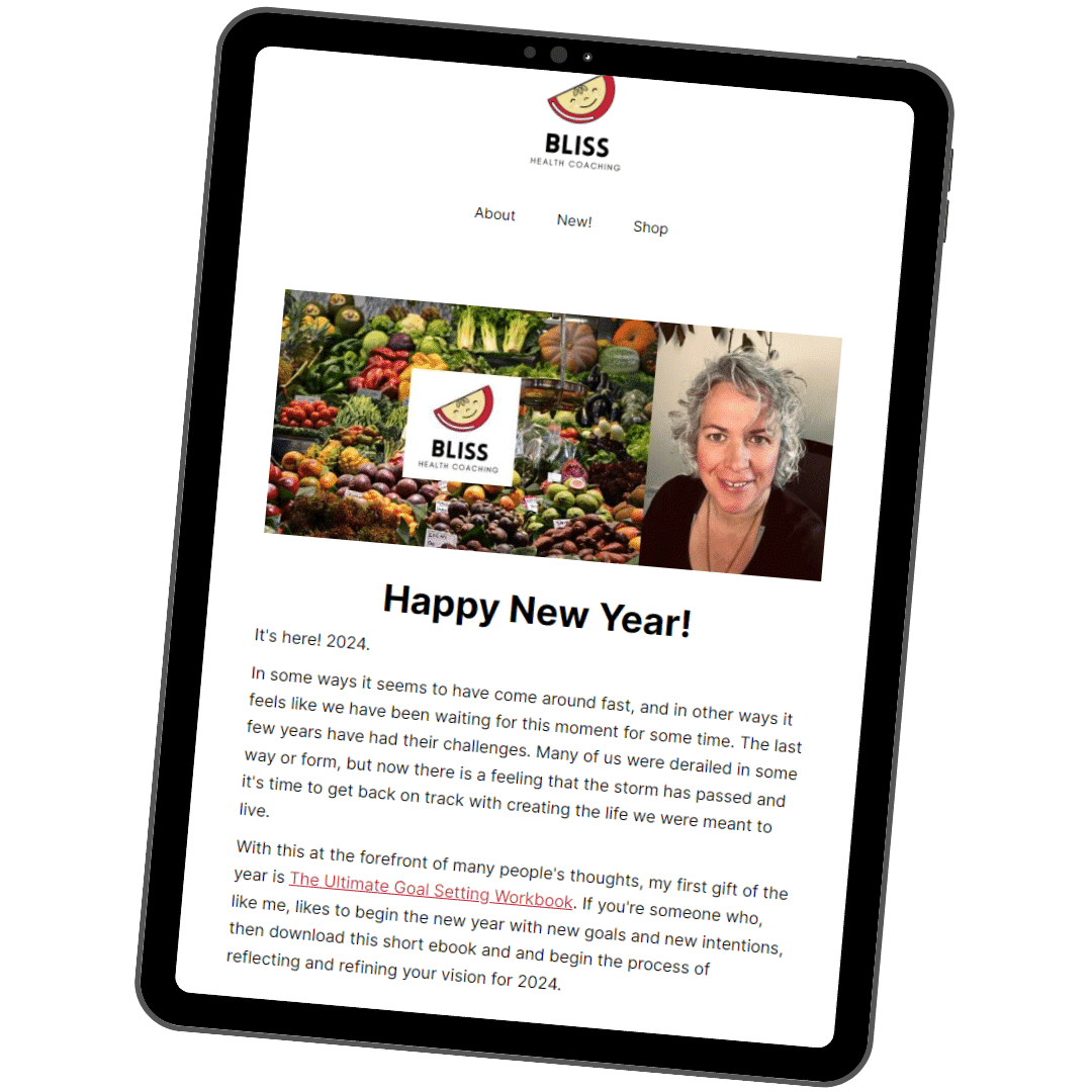 Emma's early January newsletter displayed on an iPad